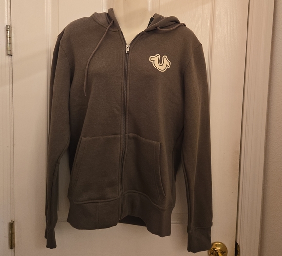 True Religion Gray Zip-Up Hoodie - Picture 1 of 3